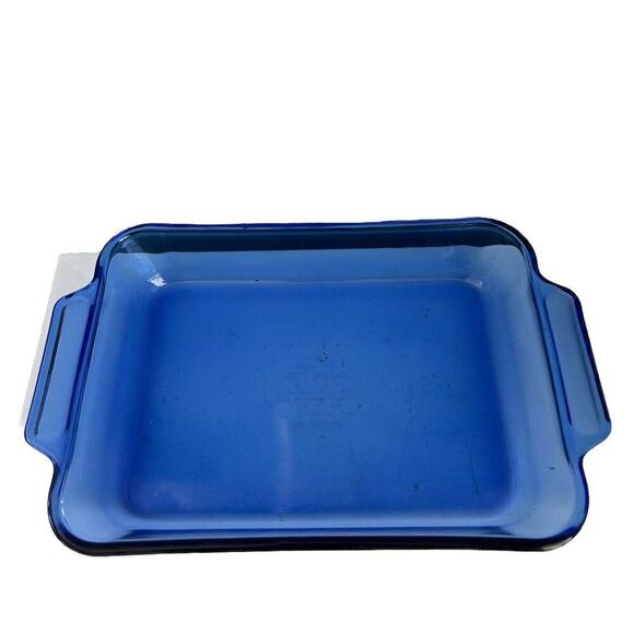 Cobalt Blue Anchor Hocking 2 Qt Baking Dish w/ Woven Basket 8" x 11" Casserole - Picture 9 of 10